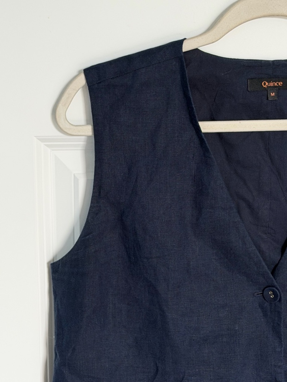 Quince Women's Deep Navy 100% European Linen Vest Size Medium 39848 - Picture 4 of 14